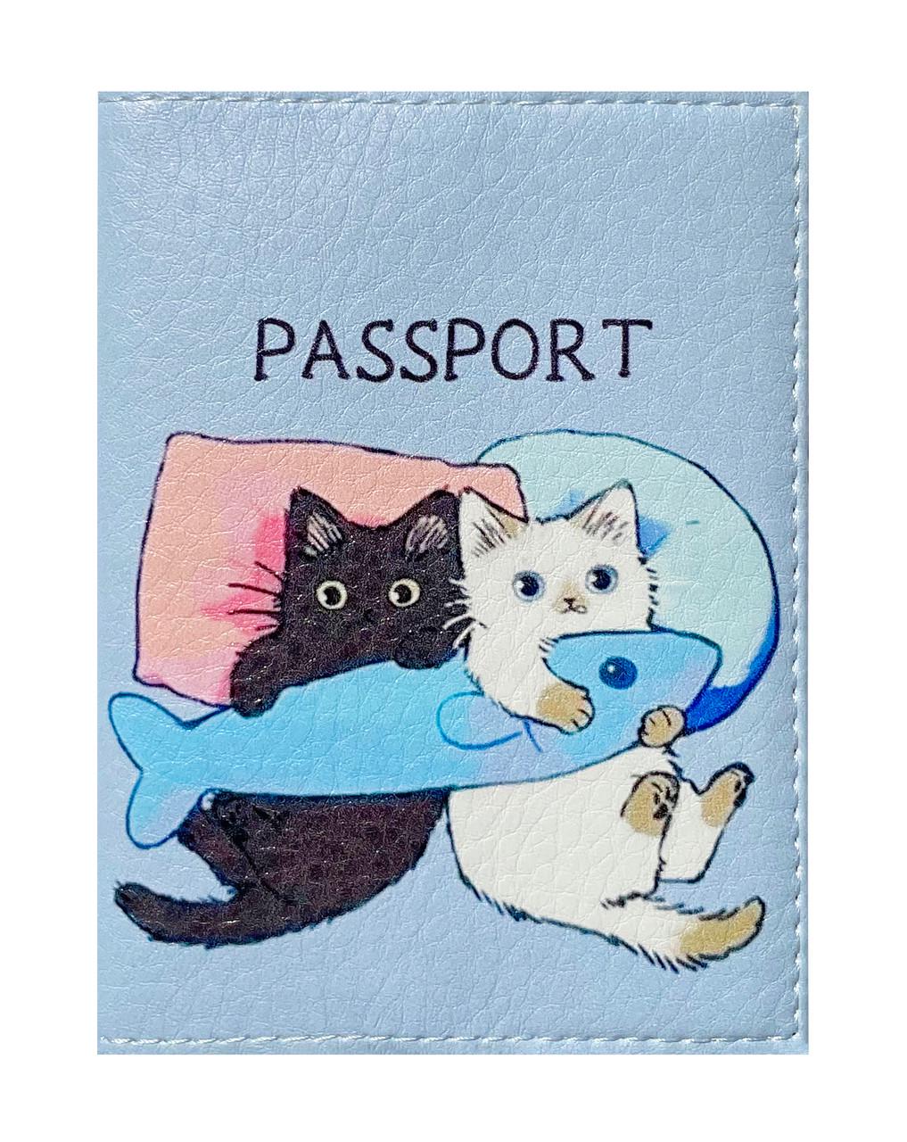 Обложка на паспорт книга Кошки с рыбкой