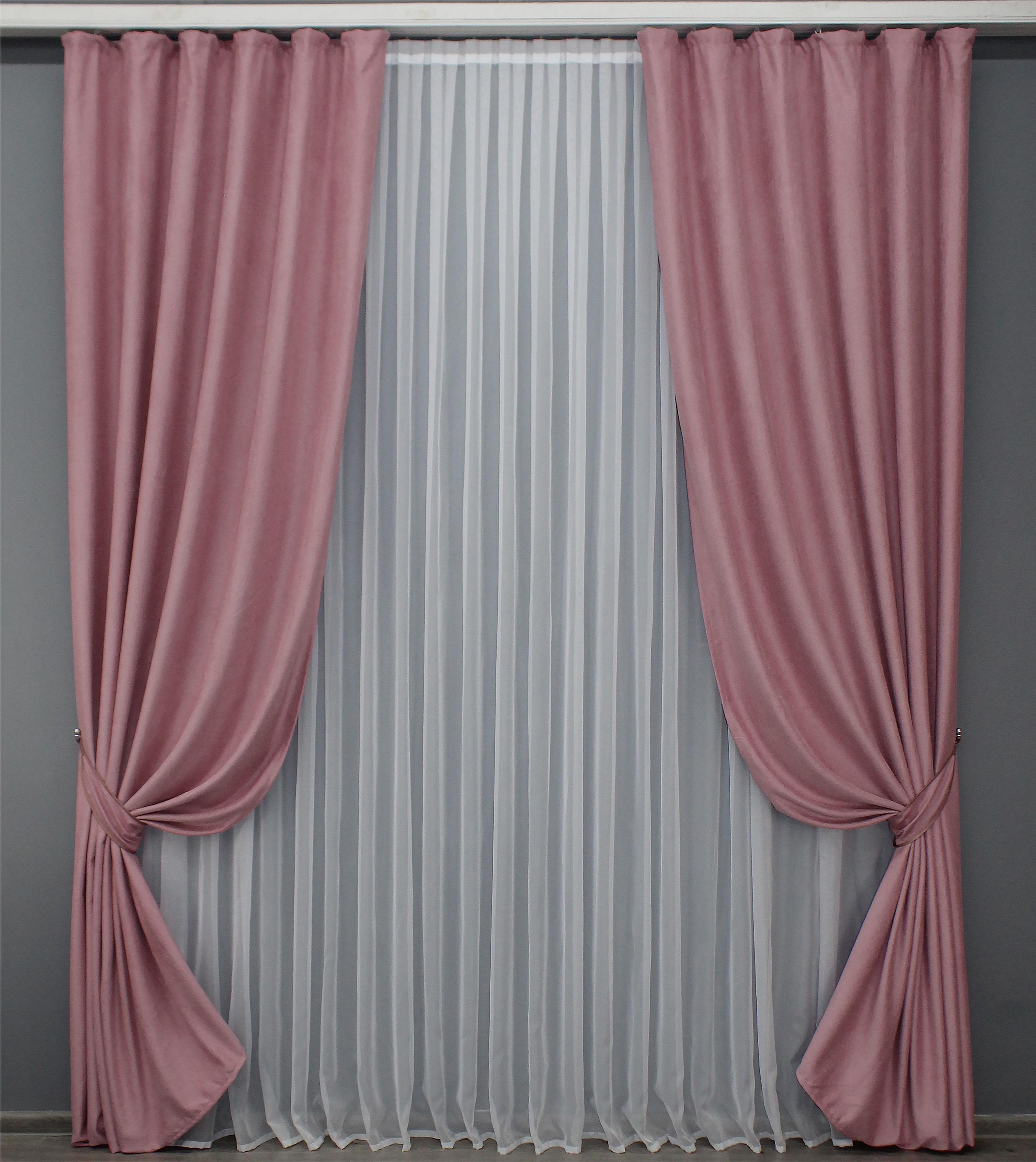 Комплект готовых штор VR-Textil Лен № 1382ш 150х270 см 2 шт. Розовый (33-0250)