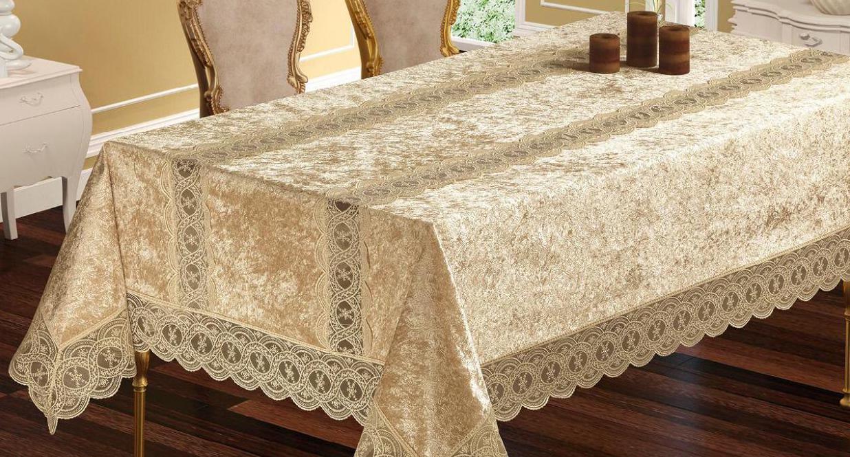 Скатертина велюрова Maison Royale 160x220 Defne Cappucino (01MR34P160220K04)