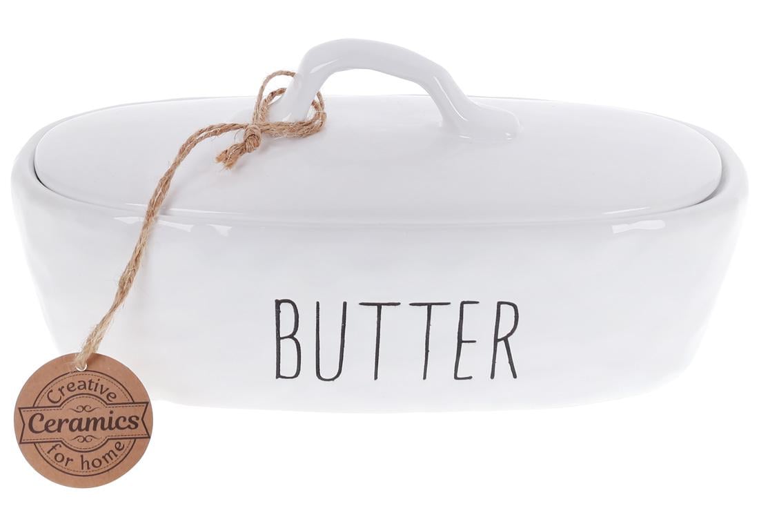 Масленка керамическая 21 см Белый