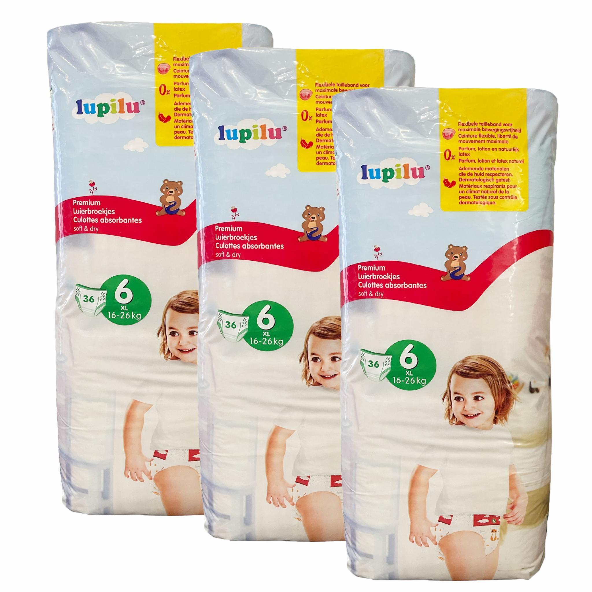 Подгузники-трусики премиум Lupilu soft & dry 6 16-26 кг 108 шт. 3 уп (6759a569ab14cc35c624b375)