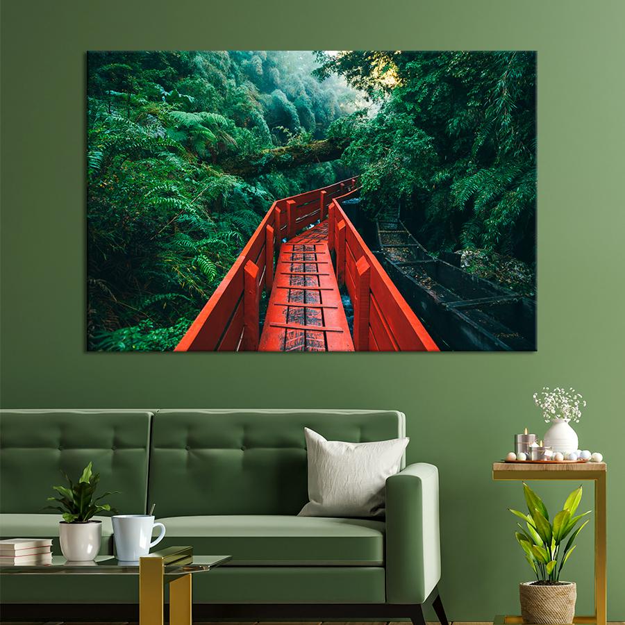 Картина природа Деревянный мост в джунглях 51x34 см (A1104-1)