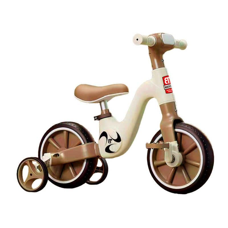 Дитячий велосипед-трансформер Best Trike колеса 10" українське озвучування знімні педалі знімні допоміжні бічні колеса Коричневий (BT-16530)