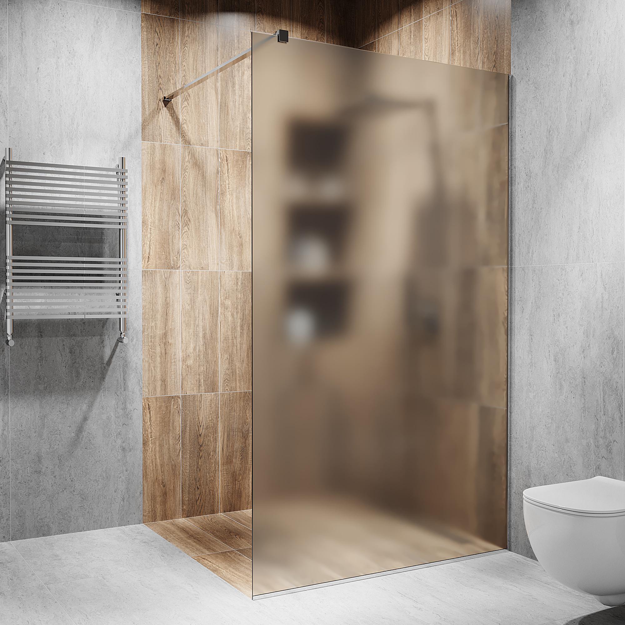 Душова перегородка скляна 2000х800 мм з прозорим матовим склом та PSS-полірованою фурнітурою (model-A.143) - фото 1