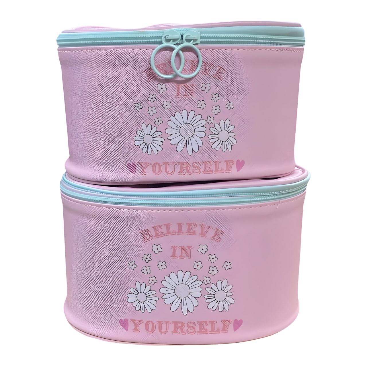 Набор косметичек 2в1 с принтом ромашки Розовый (25-184)