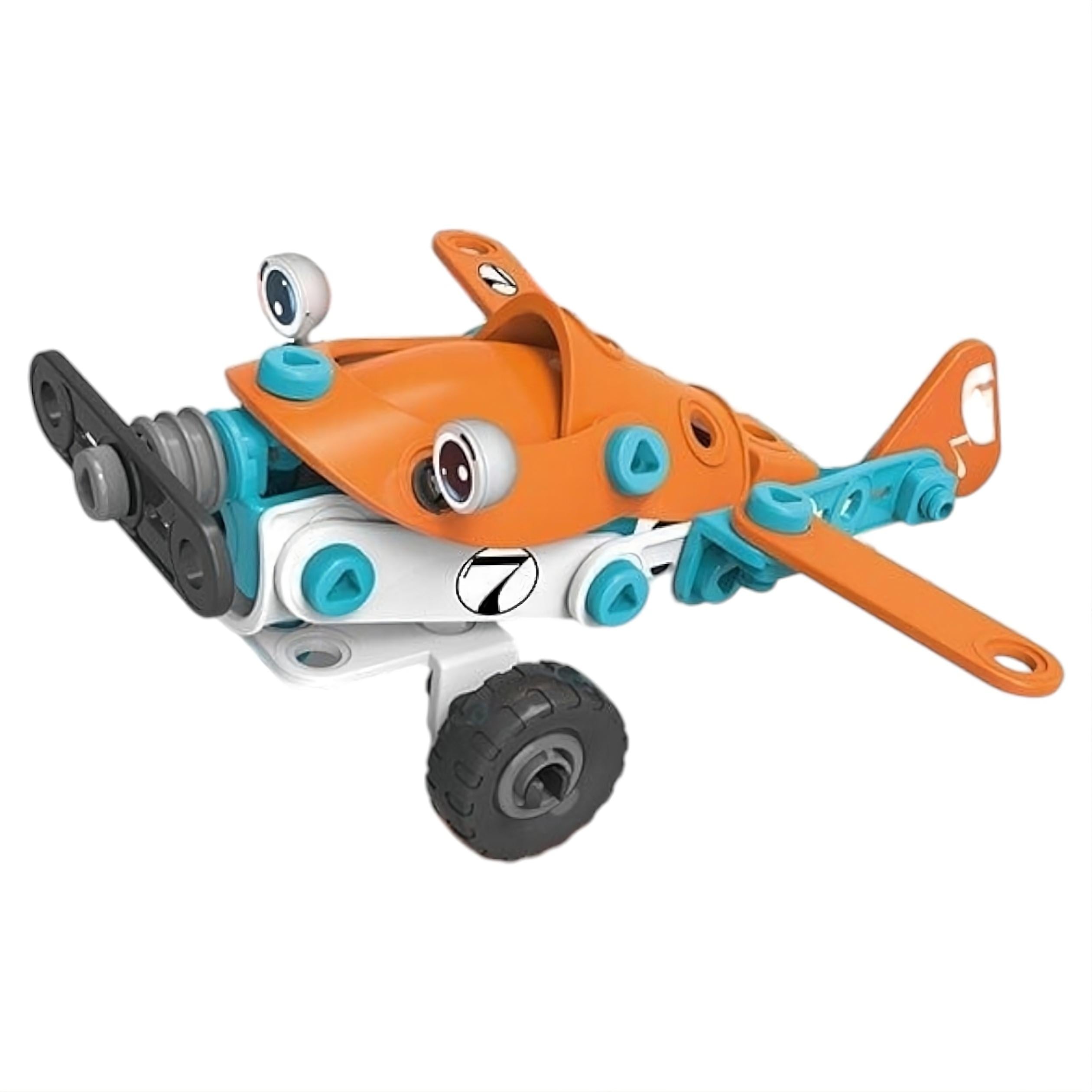 Конструктор 128-1 “Самолет” сборка машинки с инструментами и резиновыми шинами