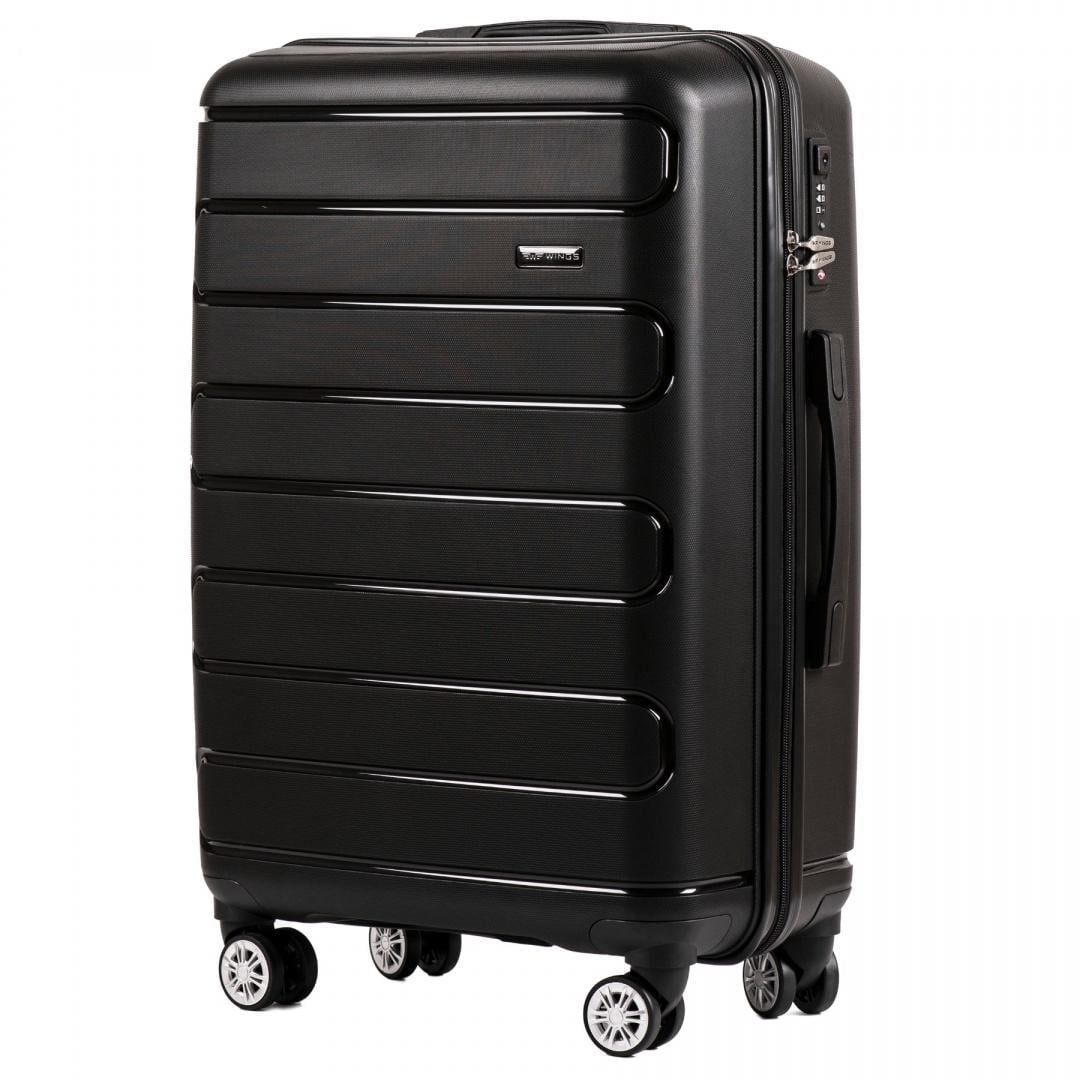 Чемодан Wings DQ181 средний полипропилен на 4 колесах 65,5х43,5х25 см 64 л Черный