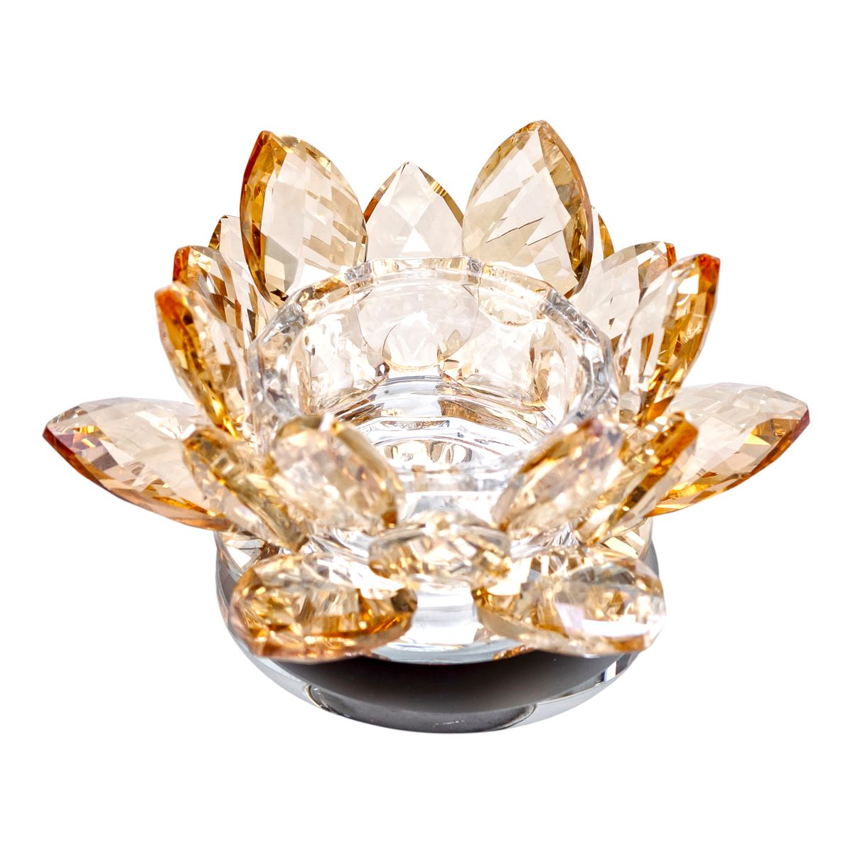 Підсвічник HP-4-91 Лотос що крутиться скляний 11х11х6 см Золотистий (2765288210)