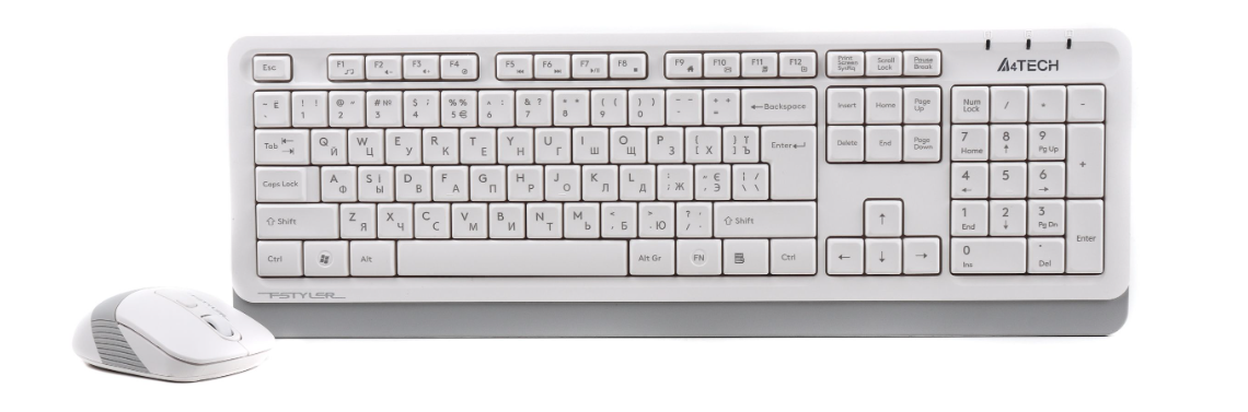 Клавіатура бездротова A4tech Fstyler FG1010 з мишкою White/Grey (99195)