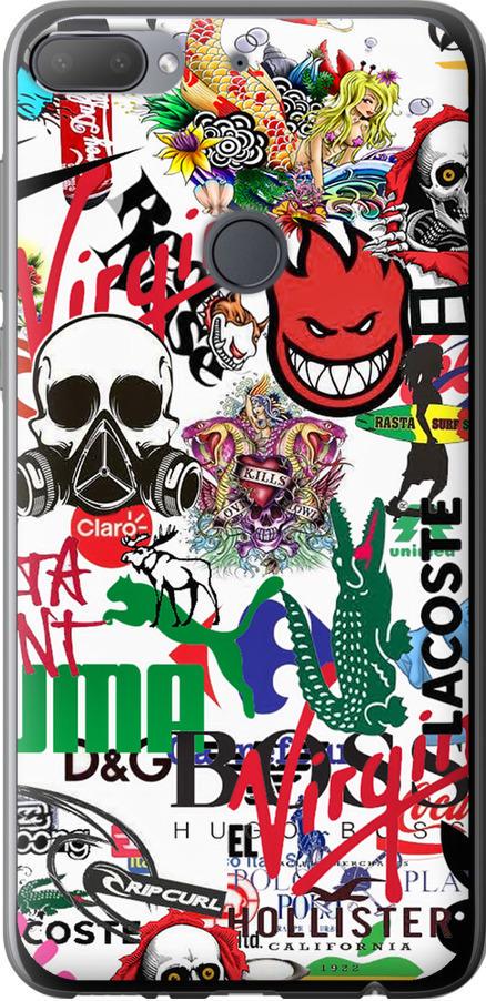 Чехол на HTC Desire 12 Plus Many different logos (4022u-1485-42517)