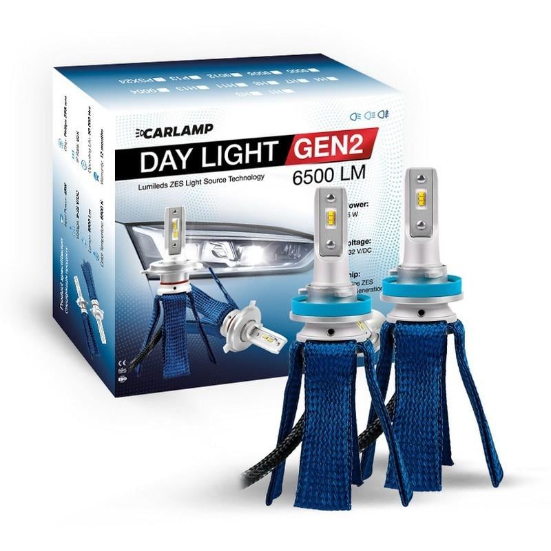 Автолампи світлодіодні CARLAMP H11 Day Light GEN2 ZES Led 6000K 6500 Lm (DLGH11)