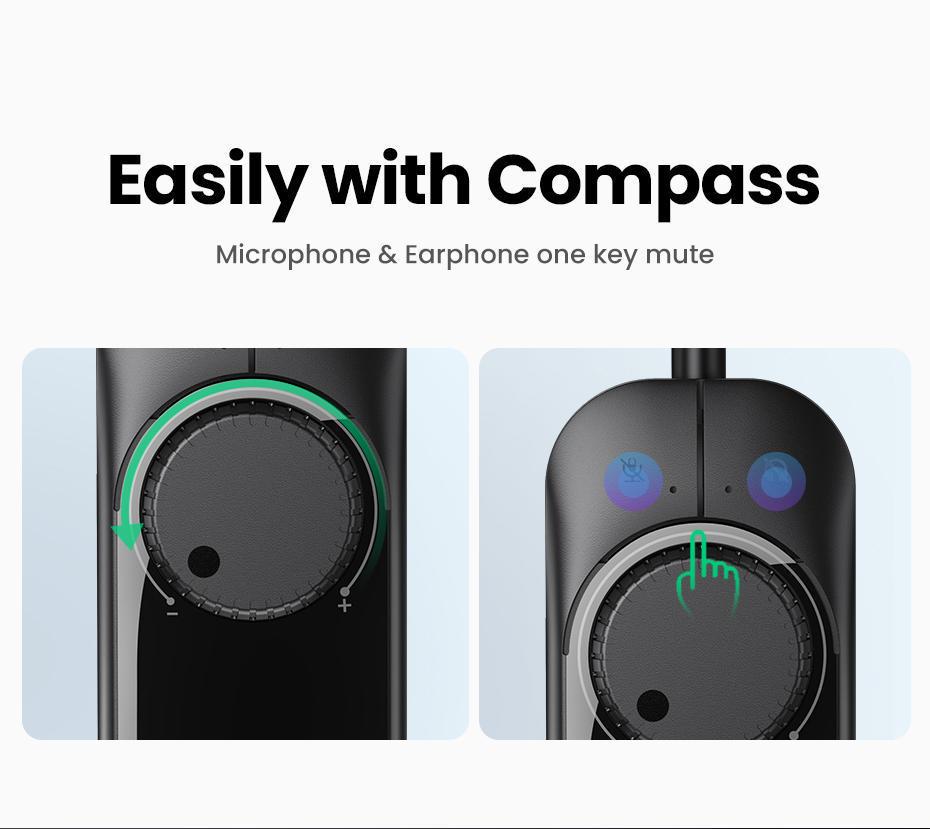 Звукова карта з підтримкою мікрофону UGREEN 0.15м USB-3x 3,5 мм minijack 16 біт/48 кГц TRS AUX з керуванням гучності Чорний (40964) - фото 7 Звукова карта з підтримкою мікрофону UGREEN 0.15м USB-3x 3,5 мм minijack 16 біт/48 кГц TRS AUX з керуванням гучності Чорний (40964) - фото 7