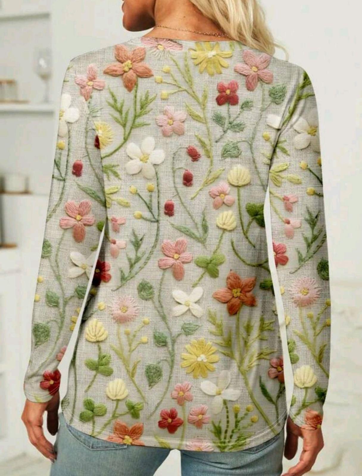 Блузка с рукавами печать 3D Floral PRINT женская M/L Разноцветный (27303966) - фото 2 Блузка с рукавами печать 3D Floral PRINT женская M/L Разноцветный (27303966) - фото 2