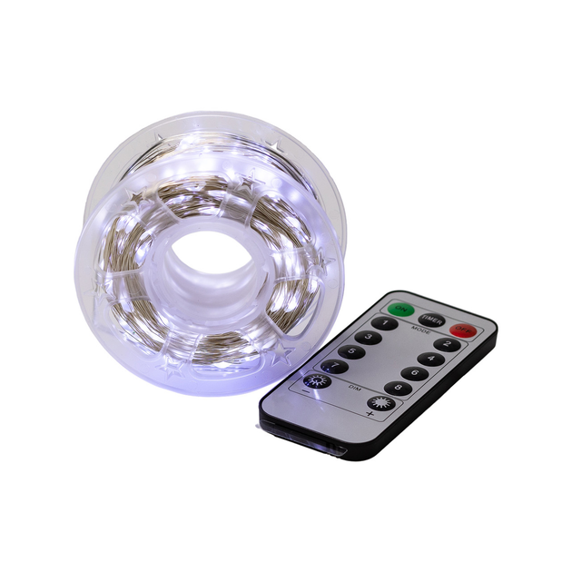 Гірлянда Роса на білому дроті 100 м 1000 LED 8 режимів з пультом Холодний білий - фото 4