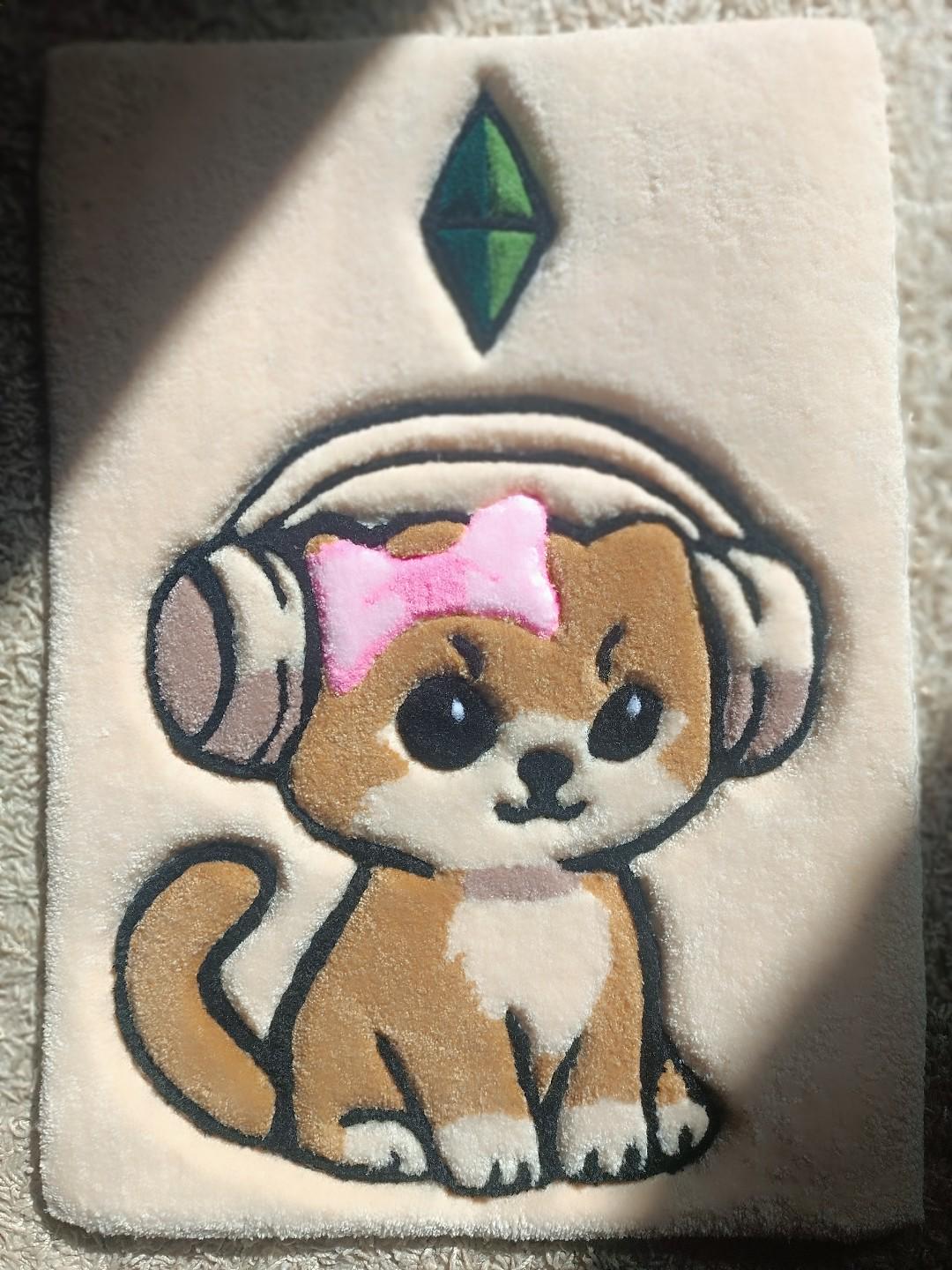 Ковер ручной работы тафтинговый с акриловым котом в детскую комнату акриловый (34149299)