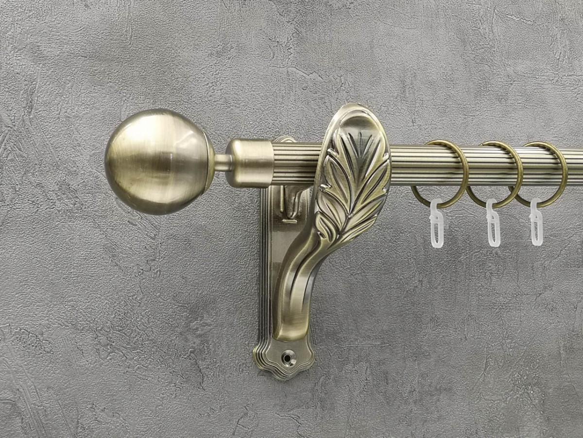 Карниз Quadrum Шар рифленая штанга одинарный ретро 25 мм 320 см Антик (262043561)