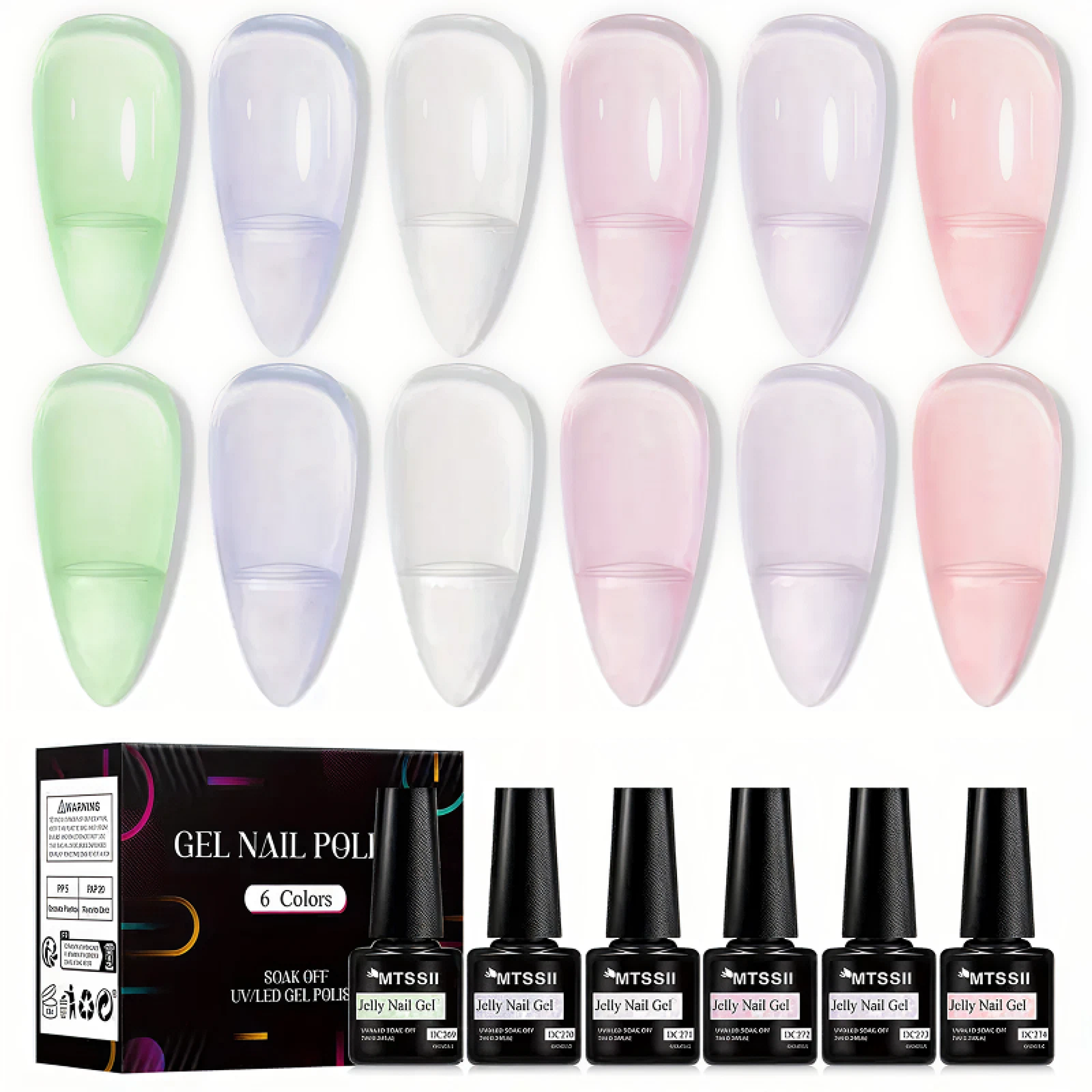 Набор гель-лаков MTSSII Jelly Nail Gel Flora Cloud 6 шт. Прозрачный (2667516289)