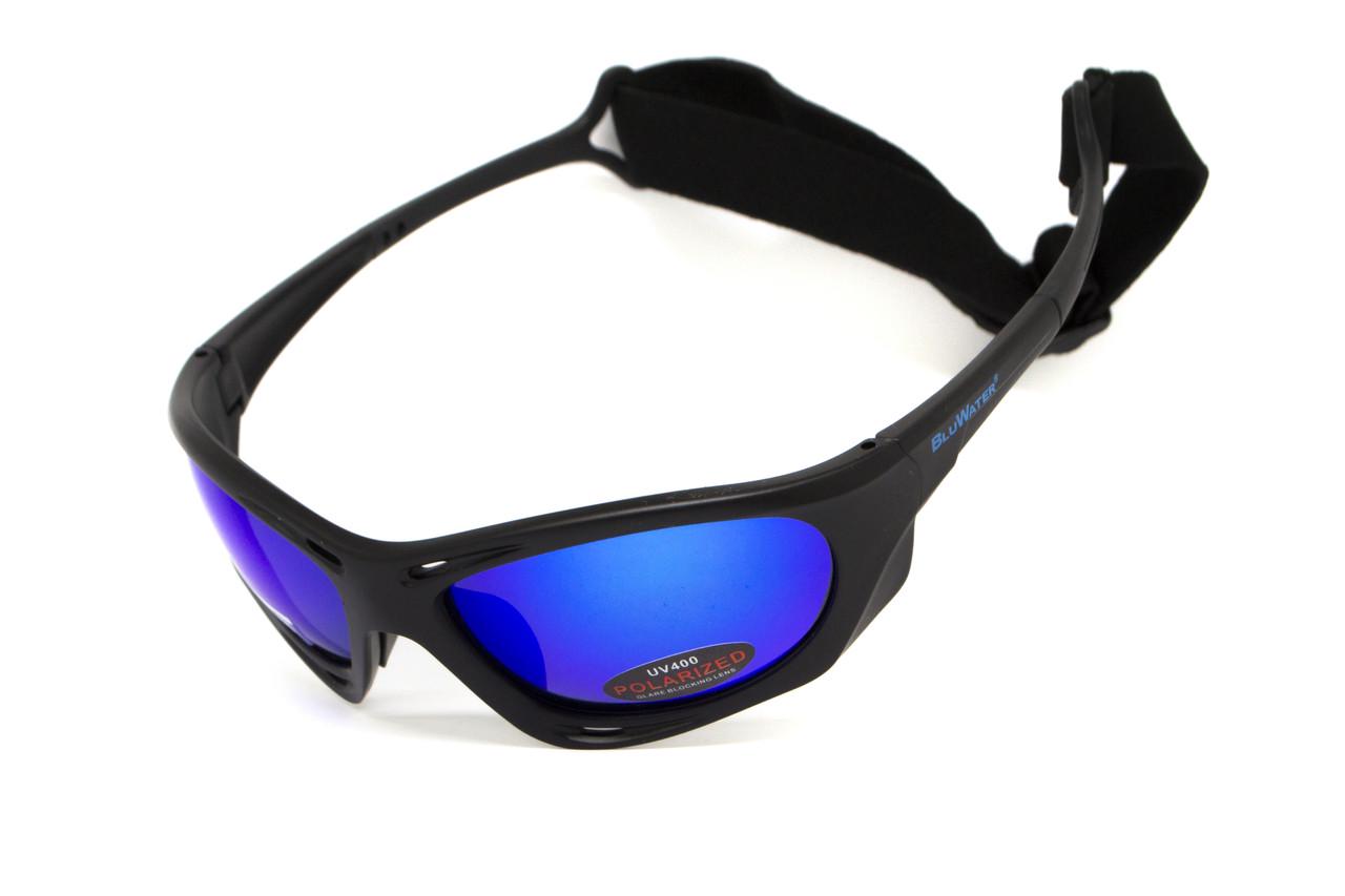 Очки поляризационные BluWater Hydro Polarized G-Tech Anti-Fog зеркальные Синий в черной оправе (69962426490395)