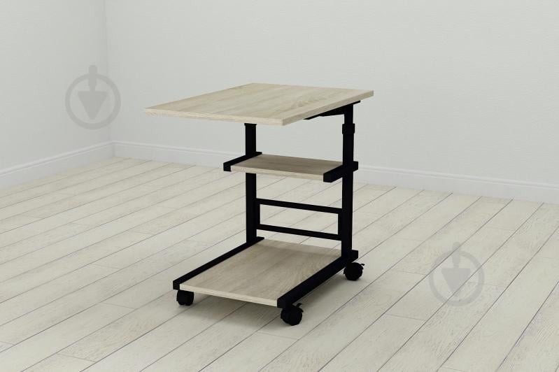 Стол приставной Ferrum-decor Адан 62x40x60 металл Черный ДСП Дуб Сонома 16мм (ADA0004)