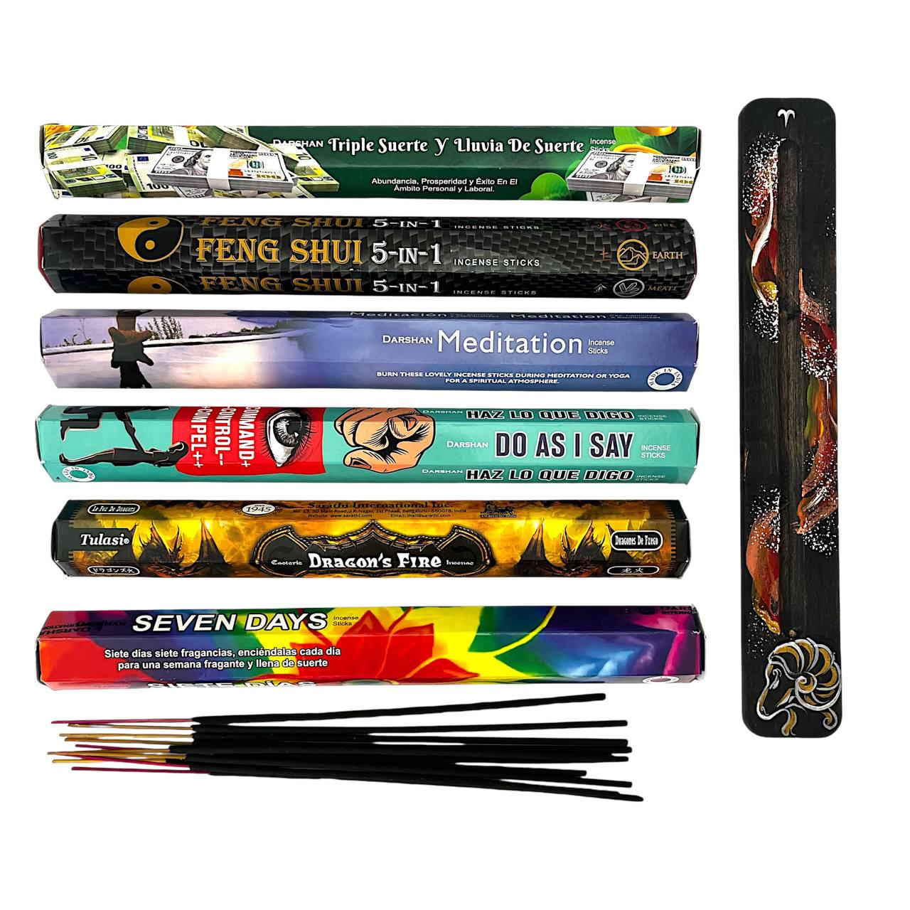 Набір аромапалочок Овен Знаки зодіаку з Підставкою Podarkus Пахощі (NN098)