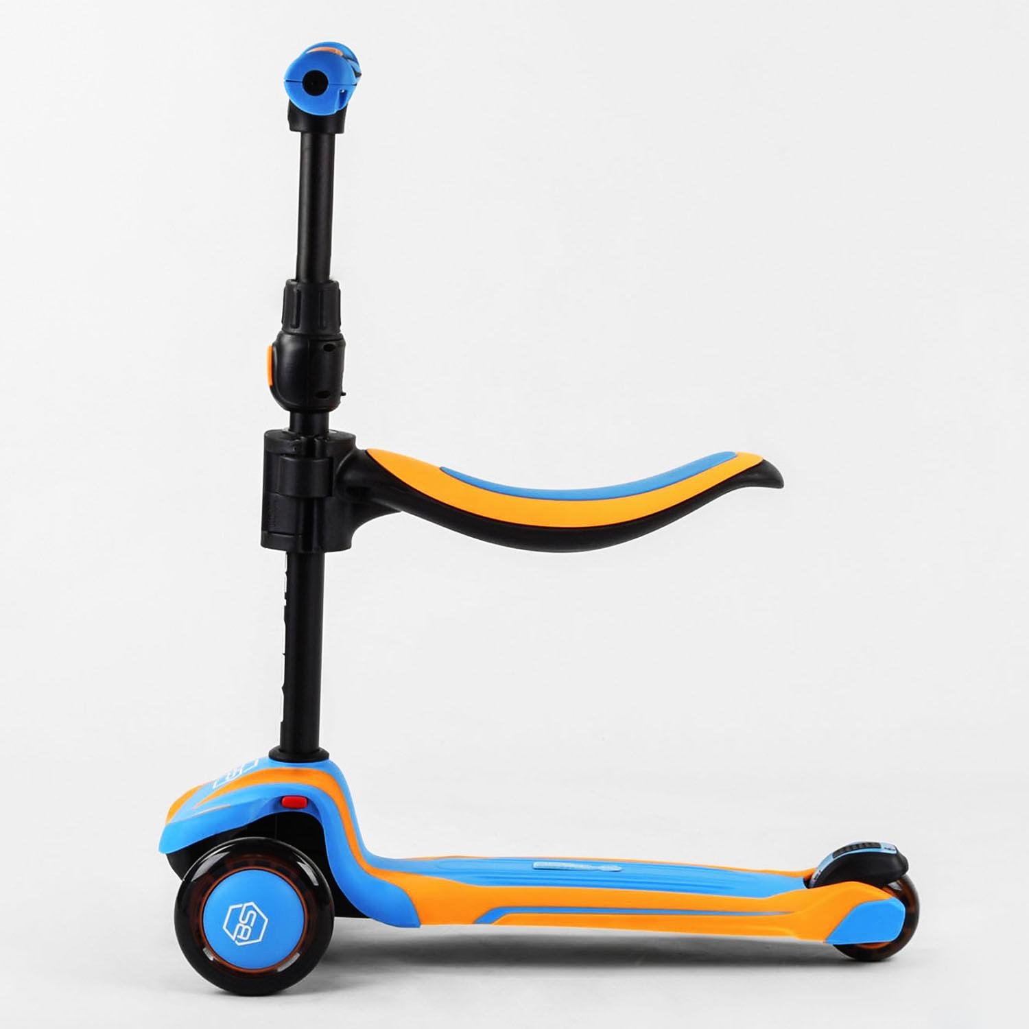 Самокат триколісний Best Scooter Maxi із сидінням колеса PU зі світлом Blue/Yellow (102930) - фото 2