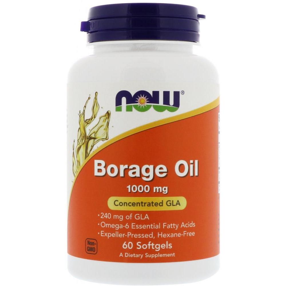 Масло огуречника NOW Borage Oil 1000 mg 60 softgels