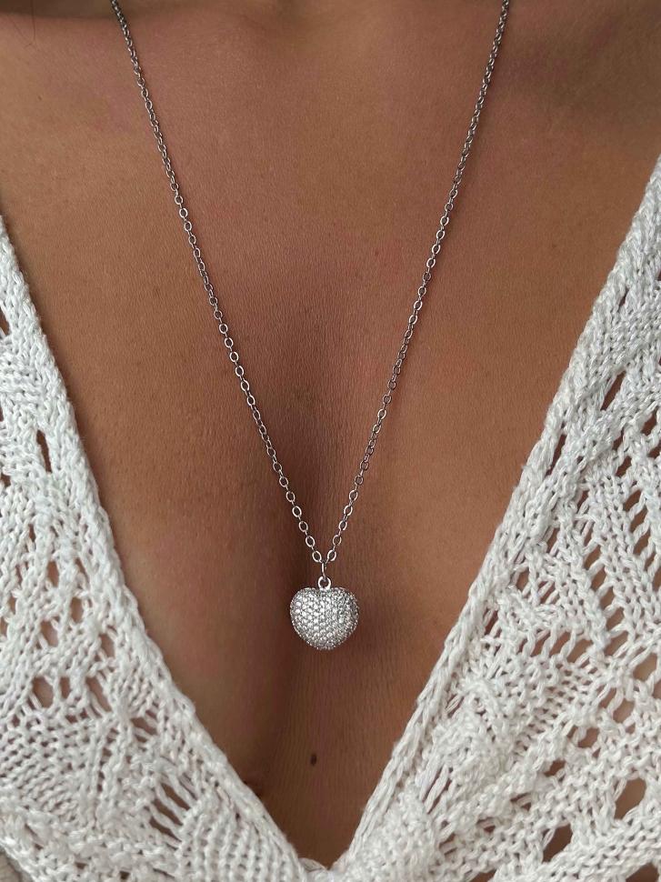 Цепочка под серебро с блестящим сердцем (5571) Цепочка под серебро с блестящим сердцем (5571)