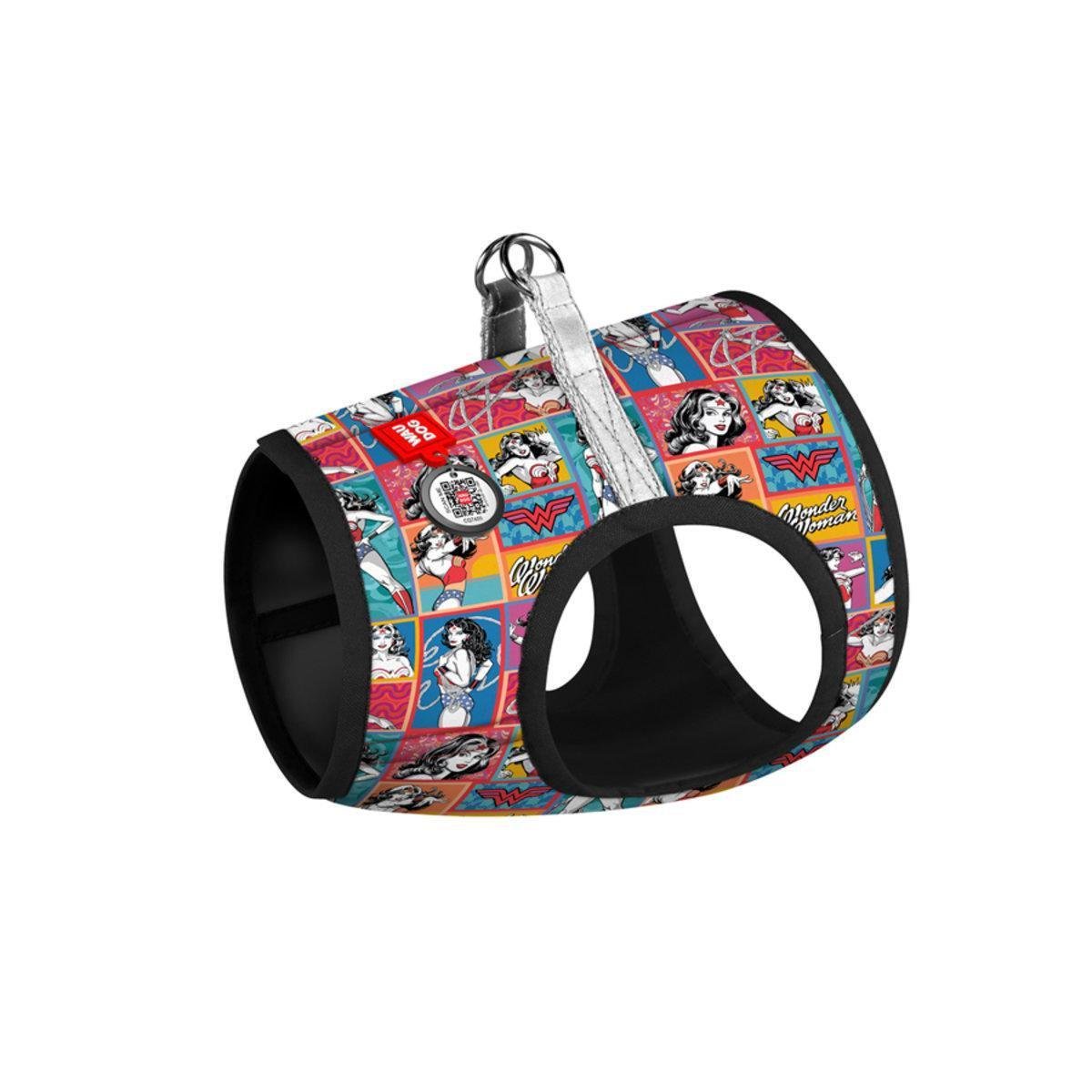 Шлея для собак м'яка Waudog Clothes Чудо-жінка комікс з QR паспортом S1 40-45 см х 29-31 см (1011-4009 Col)