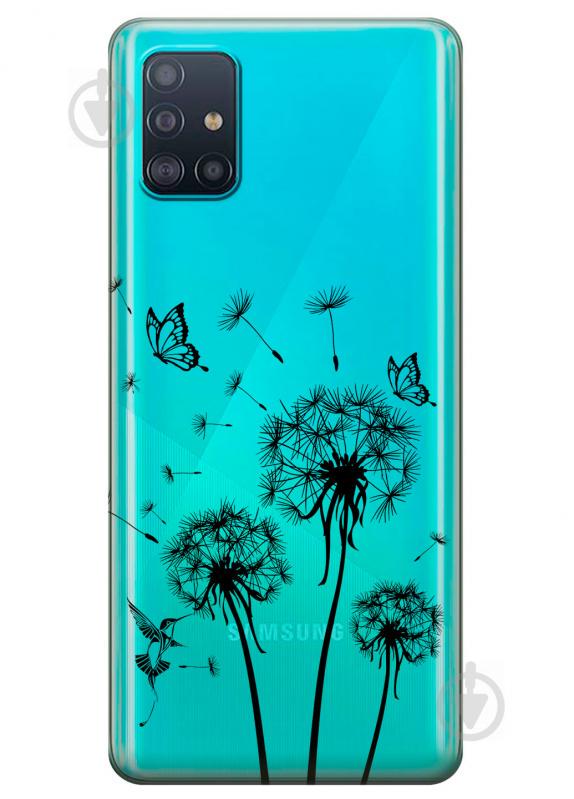 Прозрачный силиконовый чехол iSwag для Samsung Galaxy A51 с рисунком - Одуванчики (KS3196)