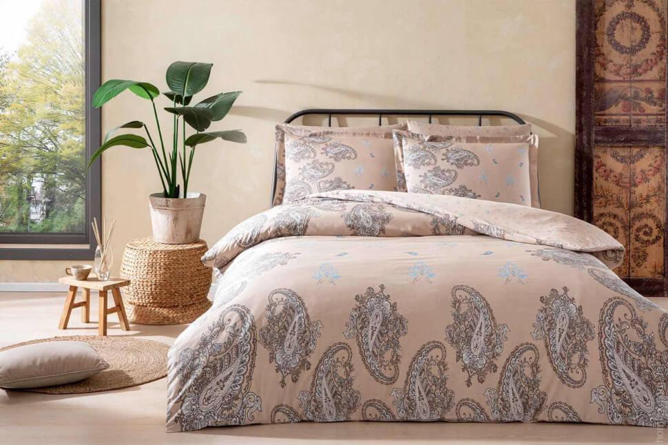 Постельное белье TAC Herna bej сатин Deluxe евро