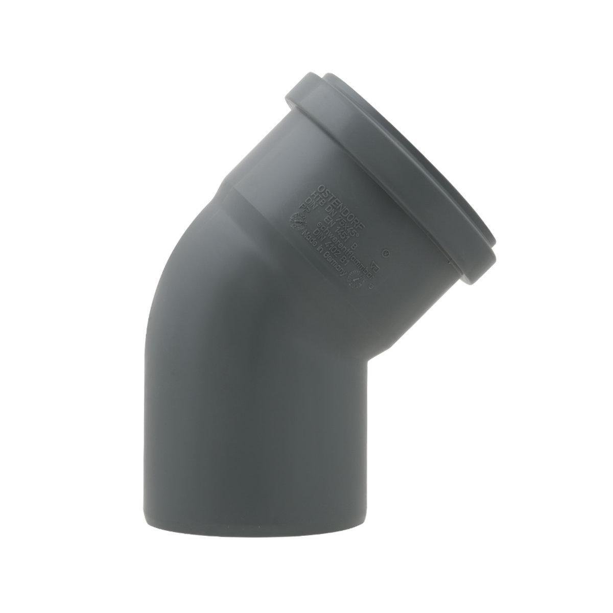 Колено канализационное внутреннее Ostendorf HT Safe Ф 75 мм/45° (25194053)