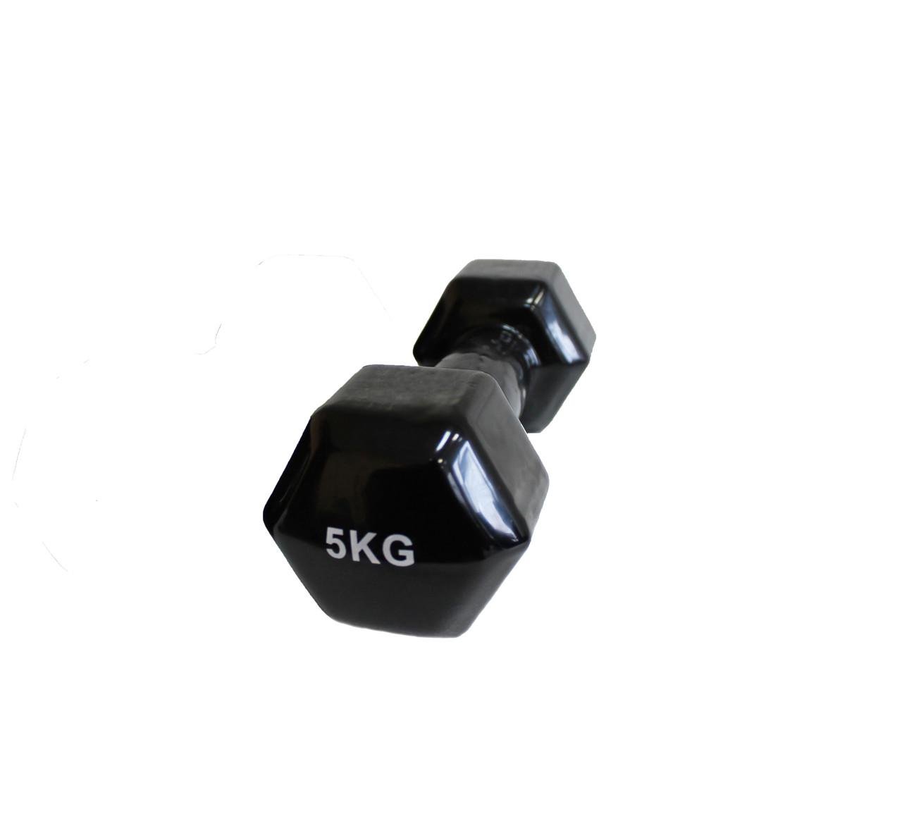 Гантель для фітнесу Generation Fitness FF51D3A з вініловим покриттям 5 кг Чорний (23715052)