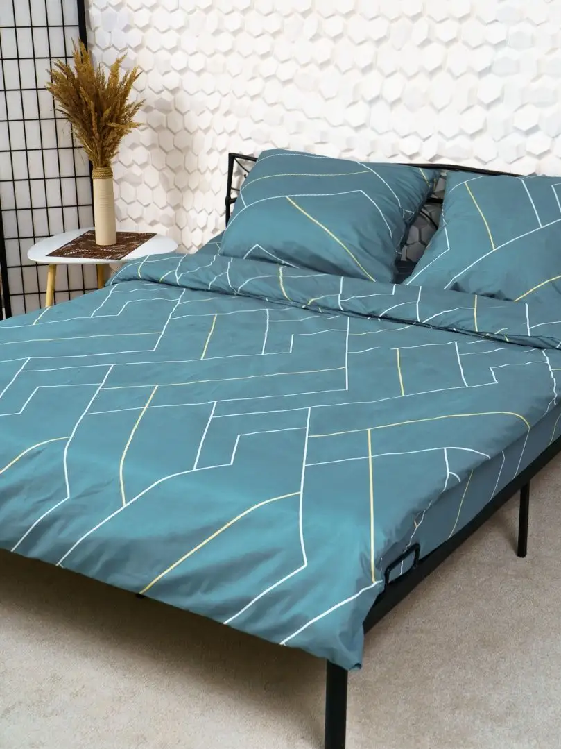Комплект постельного белья Ideal Textile двуспальный евро бязь с геометрическим принтом Изумрудно-бирюзовый - фото 2 Комплект постельного белья Ideal Textile двуспальный евро бязь с геометрическим принтом Изумрудно-бирюзовый - фото 2