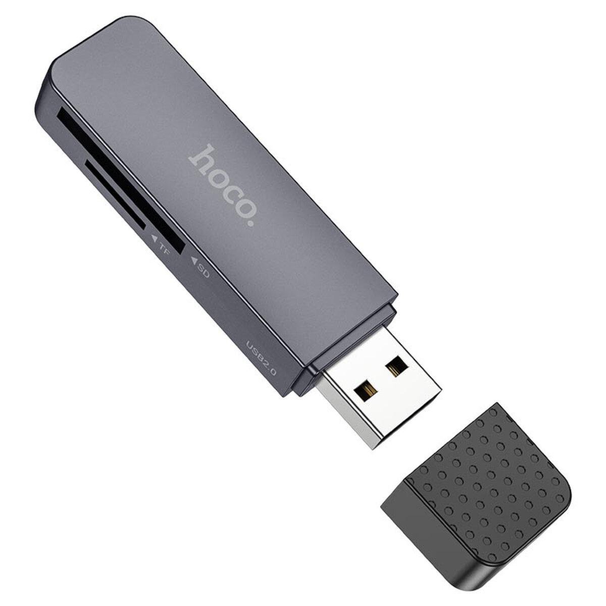 Картридер Hoco HB45 Spirit 2в1 USB 2.0 Micro SD SD картрідер Metal Grey (6942007620499) Картридер Hoco HB45 Spirit 2в1 USB 2.0 Micro SD SD картрідер Metal Grey (6942007620499)