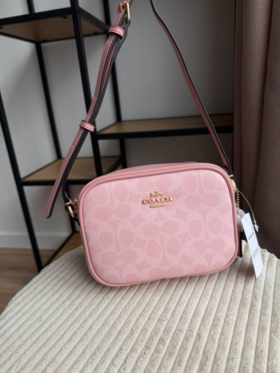 Сумка з натуральної шкіри та канви жіноча Jamie Camera Bag In Signature Canva
