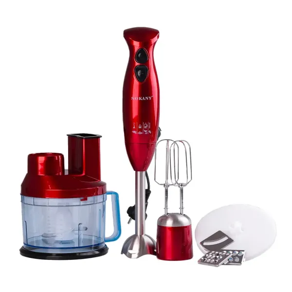 Комбайн кухонний Sokany SM-5011-7 7в1 із нержавіючої сталі 600 Вт Червоний (147-107-SM-5011-7)
