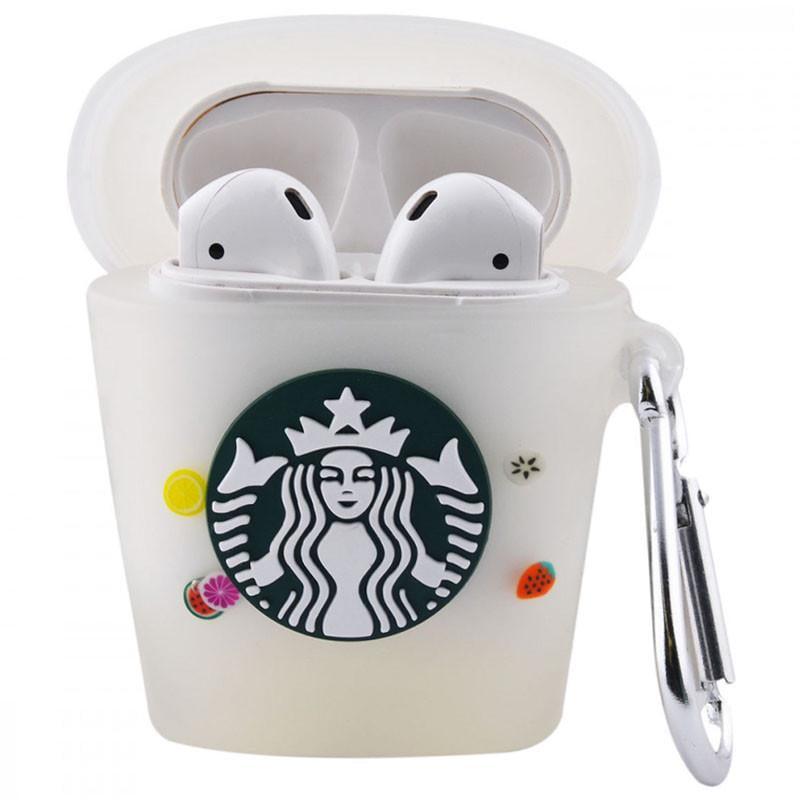 Футляр силіконовий Epik Logo series для навушників AirPods 1/2 з карабіном Starbucks Neon Cocktail (00000032085_7)