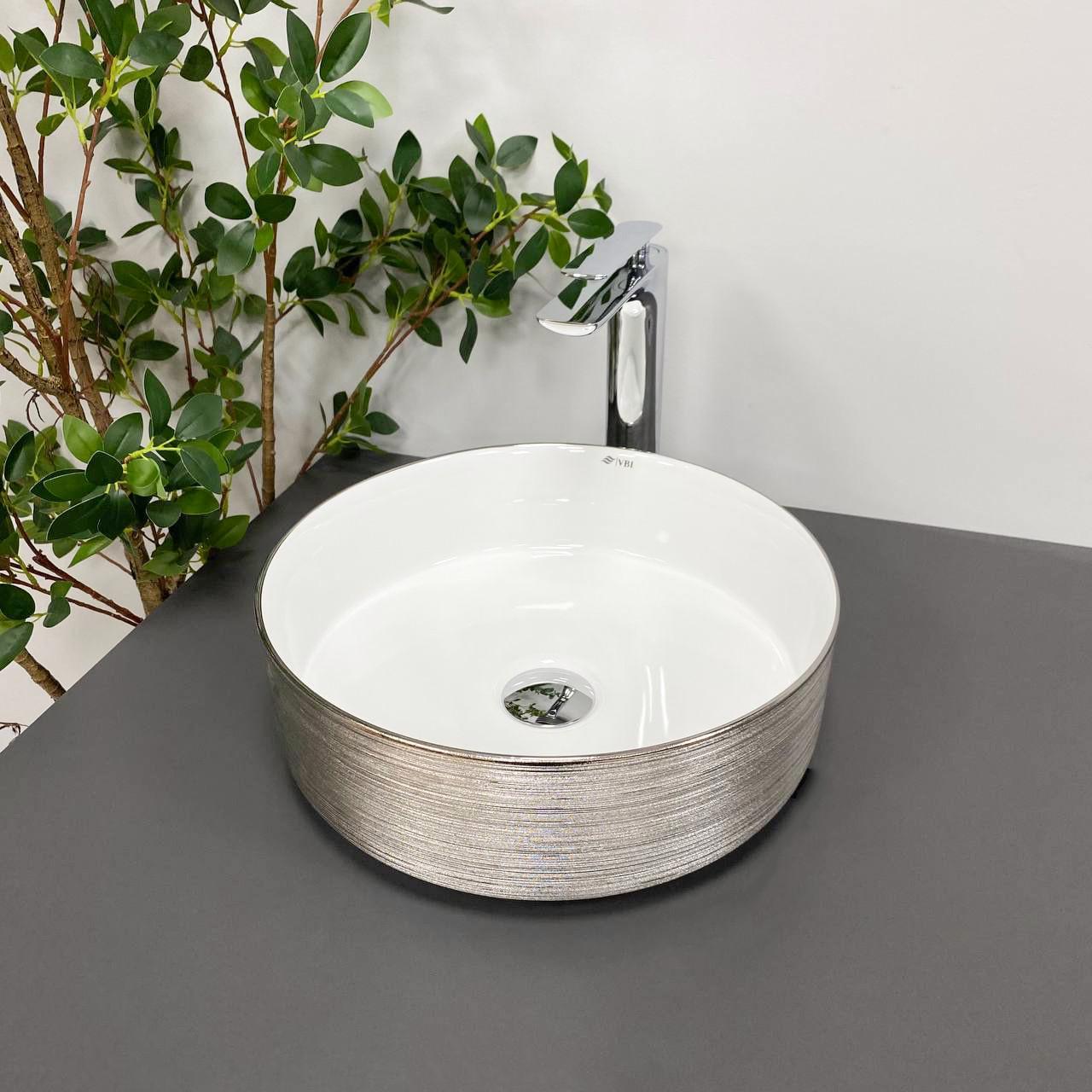 Умивальник накладний VBI PRATO Brush Silver/White (2808389579)