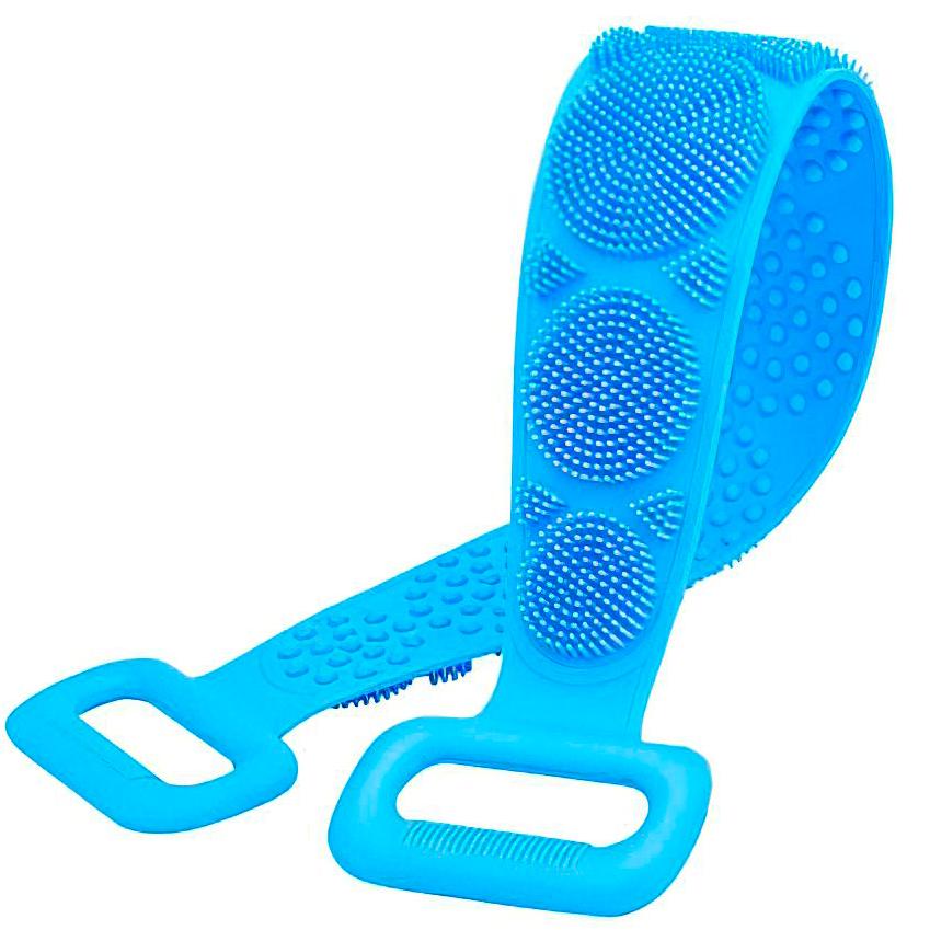 Силиконовая мочалка для душа двухсторонняя Silica gel bath brush массажер Синий (1008909-Blue)