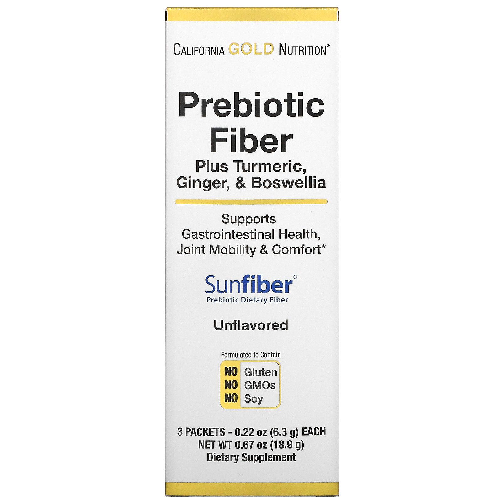 Пребіотична клітковина California Nutrition Prebiotic Fiber Plus Turmeric Ginger Boswellia 3 Packets 6.3 g