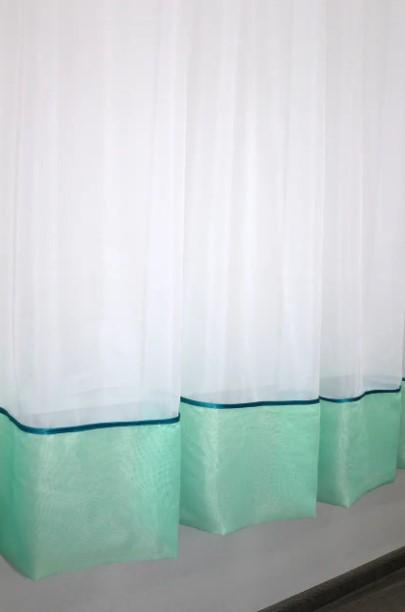 Фіранка на кухню шифон 270х170 см М'ятний/Білий (110к) - фото 5 Фіранка на кухню шифон 270х170 см М'ятний/Білий (110к) - фото 5