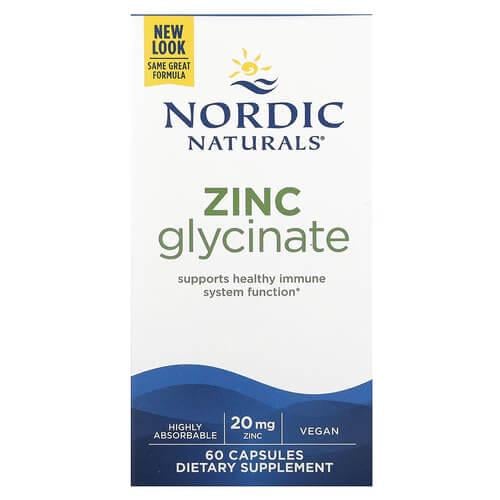 Цинк Nordic Naturals Zinc Glycinate 20 мг 60 Capsules (NOR-01536)