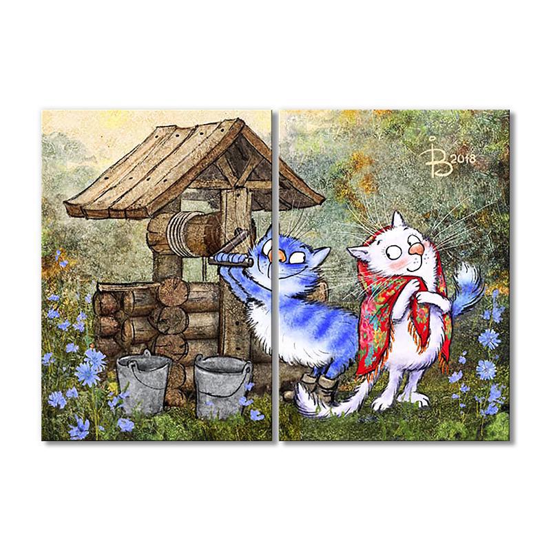 Модульная картина Случайная встреча у колодца 2 модуля общий размер 50x75 см (_rinaz_20181634039)