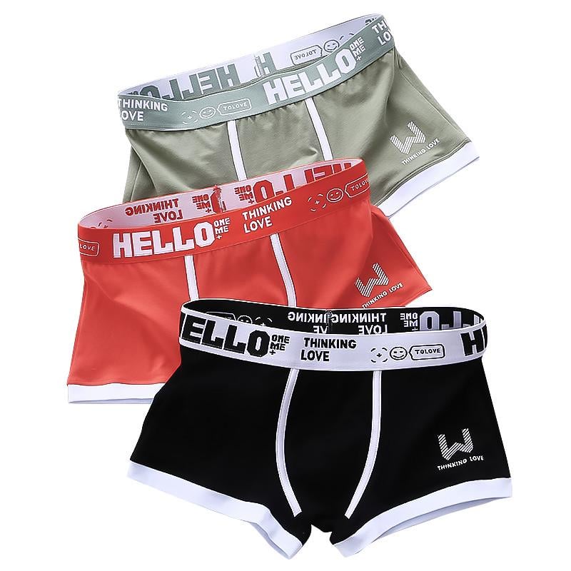 Набор мужских трусов Lesko PB-3199 боксеры M 3 шт. Green/Coral/Black (22391871)