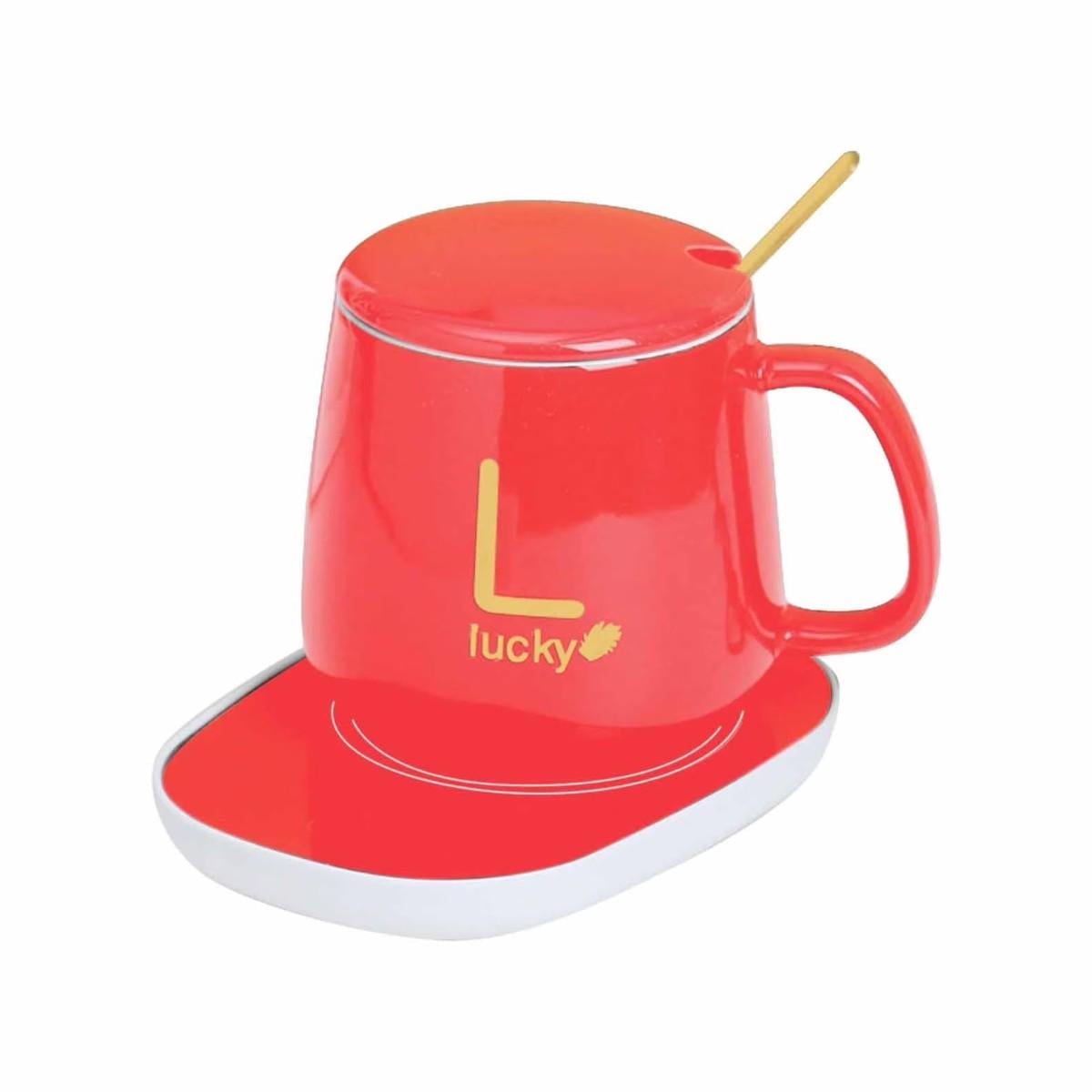 Чашка с подогревом на подставке Lucky керамическая с крышкой 400 мл