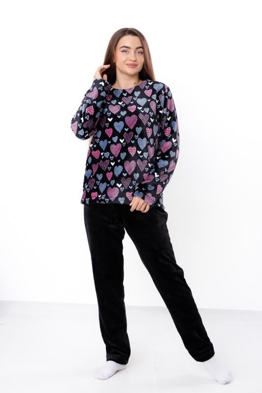 Піжама махрова жіноча штани та кофта з принтом Носи Своє р. 42 Темно-синій (8162-035-1) - фото 2