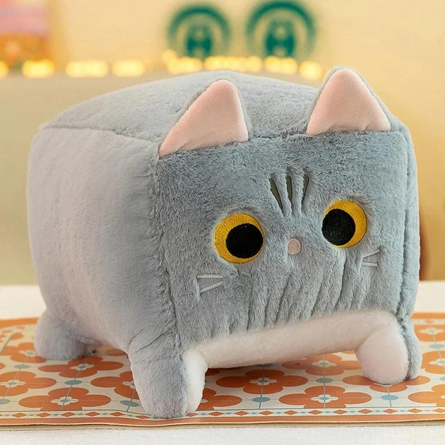 Мягкая игрушка антистресс Кот Квадрат 40 см Серый (2479517763)
