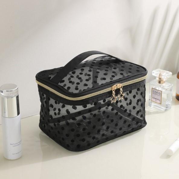 Косметичка дорожная из сетчатой ткани с ручкой и фурнитурой (ОКД-127-2)