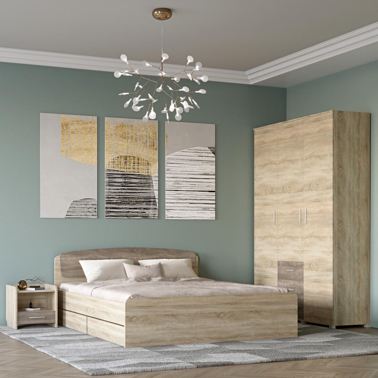 Спальня Еверест Бриз комплект 3-модульна 3 елементи Сонома/Трюфель (DTM-2551) - фото 2 Спальня Еверест Бриз комплект 3-модульна 3 елементи Сонома/Трюфель (DTM-2551) - фото 2