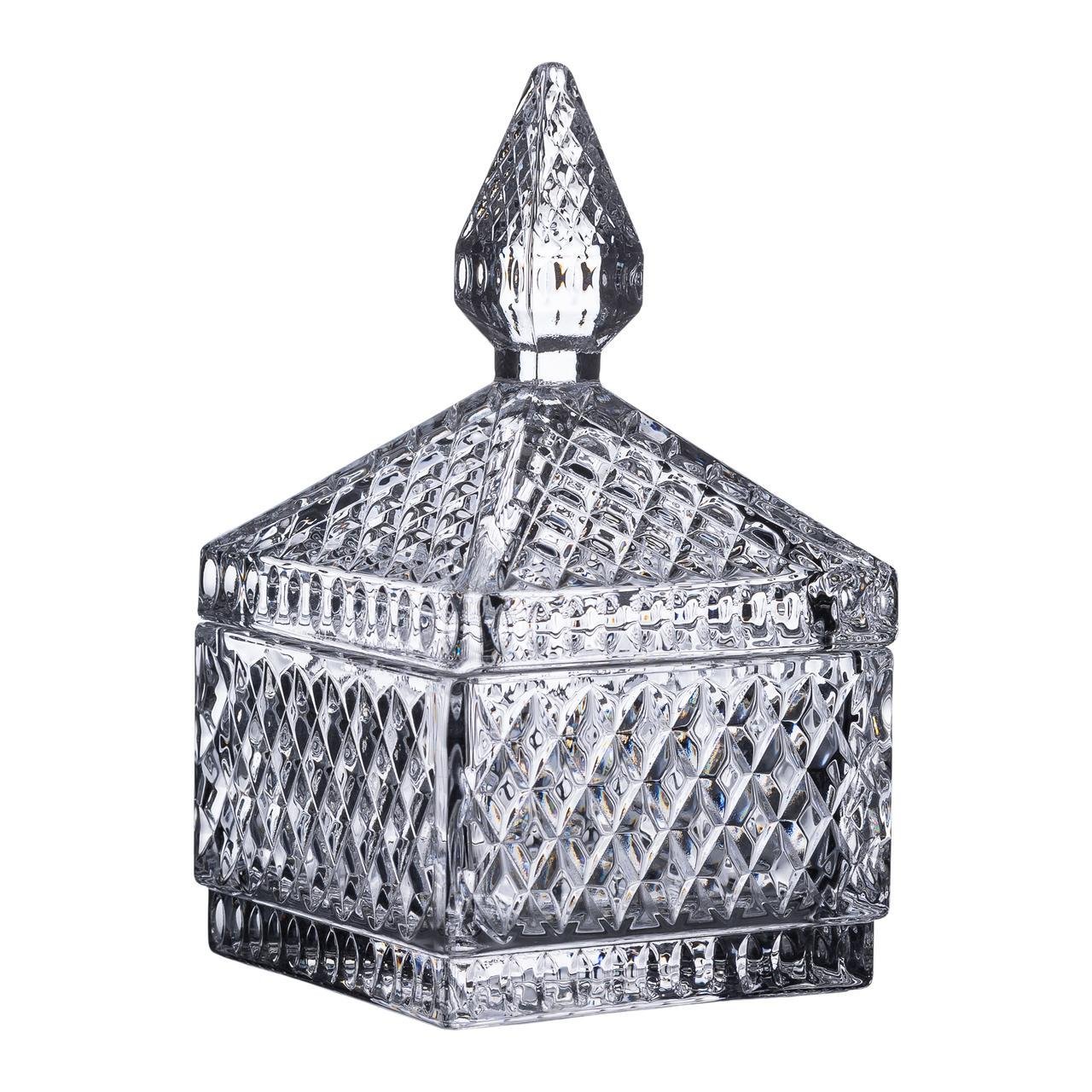 Цукерниця скляна з кришкою квадратна 8,5х8,5х15 см (5973) - фото 6 Цукерниця скляна з кришкою квадратна 8,5х8,5х15 см (5973) - фото 6